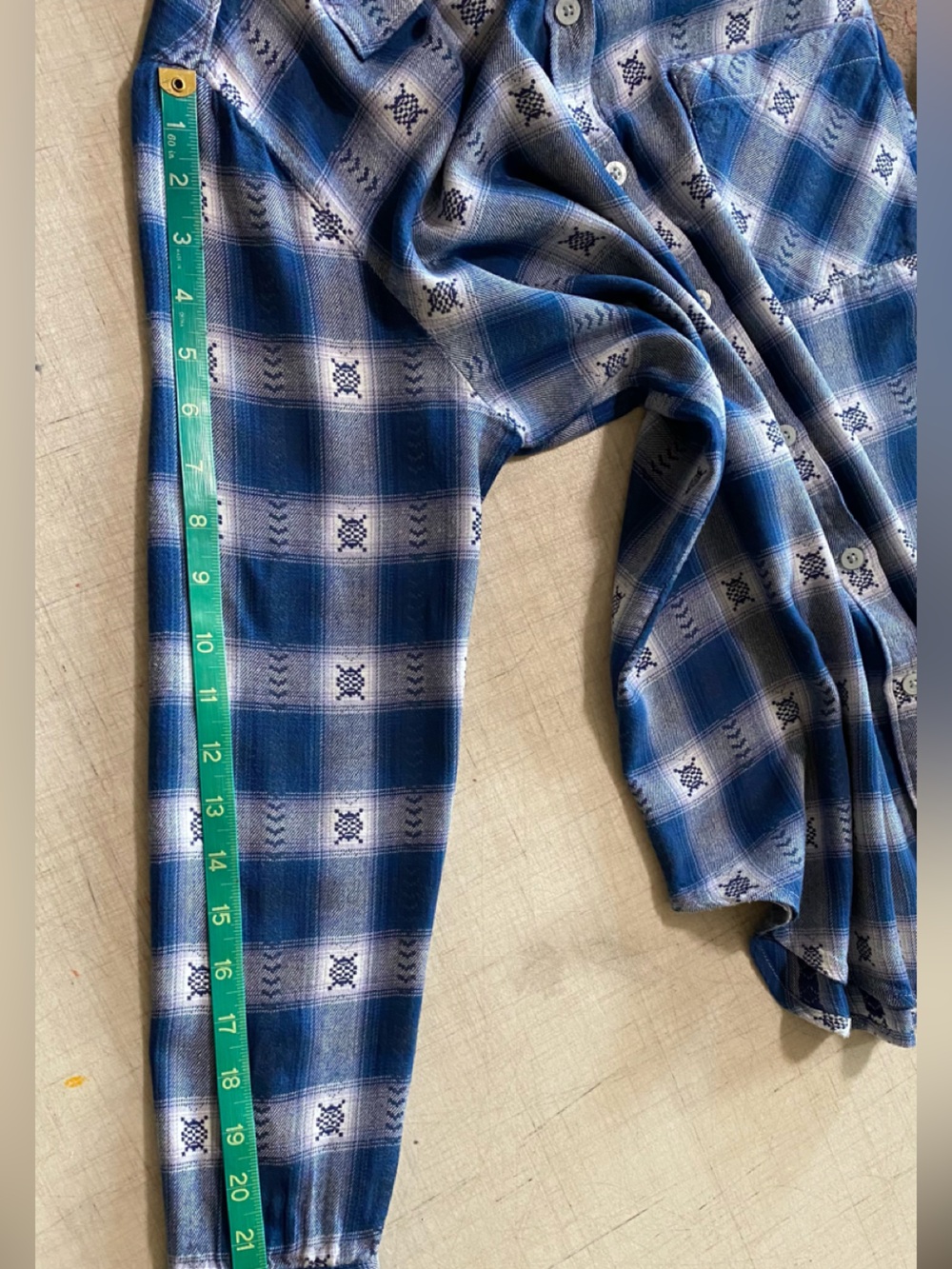 MUDD Y2K western Boho grunge, blue and white plaid shirt - Picture 13 of 13